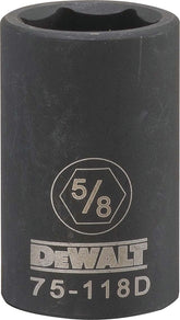 DeWALT DWMT75118OSP Deep Impact Socket, 5/8 in Socket, 1/2 in Drive, 6-Point, Steel, Black Oxide